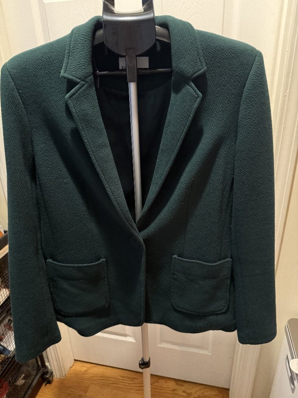 DR2 Dark Green Textured One-Button Blazer Size M